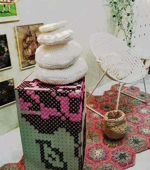 furniture decoration with handmade embroidery