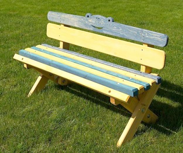 painted wood bench