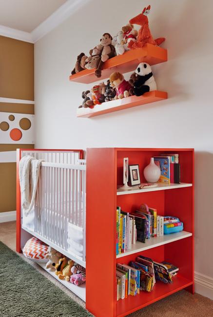 children bed with shelves