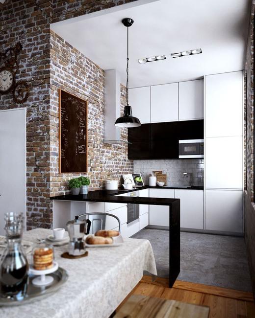 brick wall in kitchen