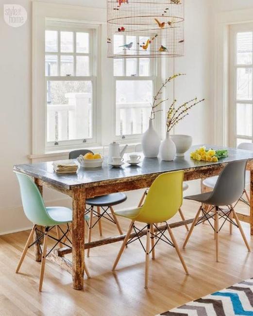 Image result for table with different color chairs