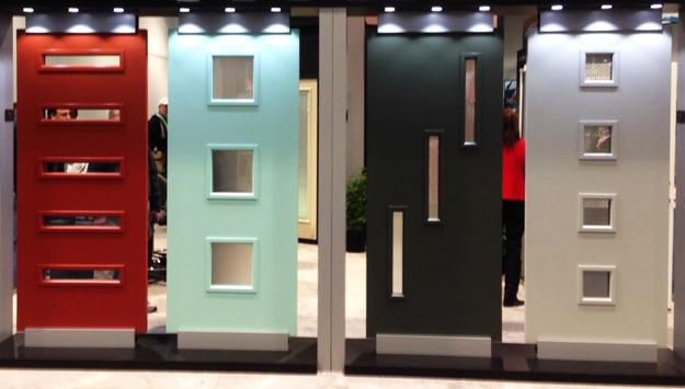 Modern Door Designs With Geometric Glass Panel Inserts In
