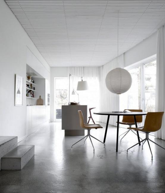 polished concrete floor home office