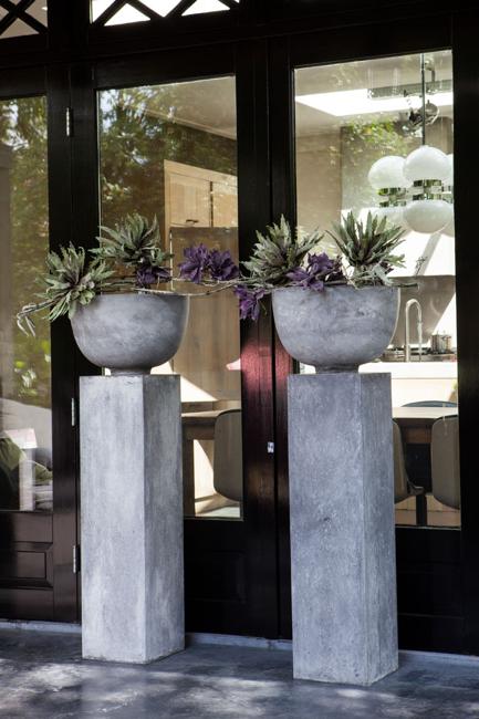 round concrete planters