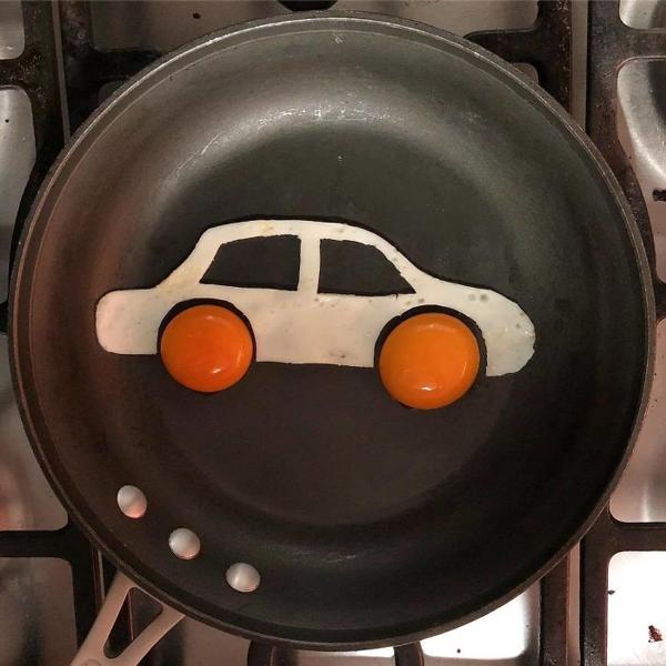 car made of eggs