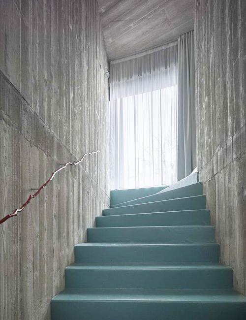 staircase concrete walls