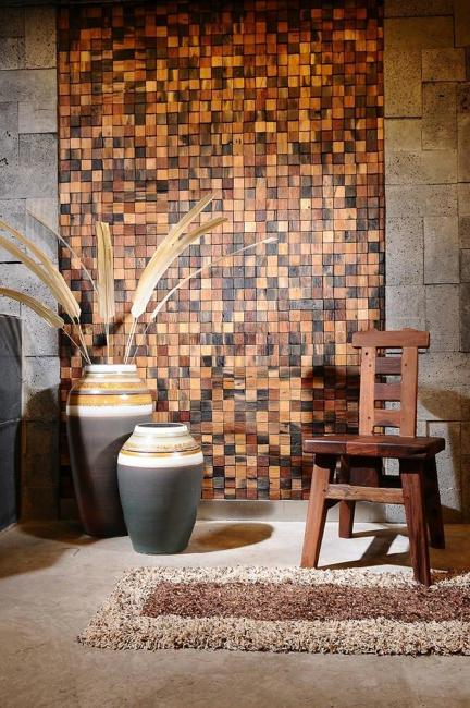 wood tiles, wall design