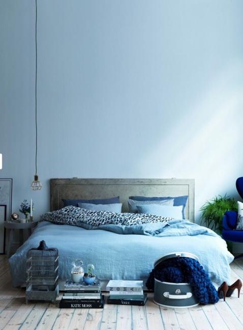 blue wall paint bedding decor accessories