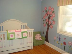 Romantic Kids Room Design, Trees for Decorating Empty Walls