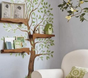 Romantic Kids Room Design, Trees for Decorating Empty Walls
