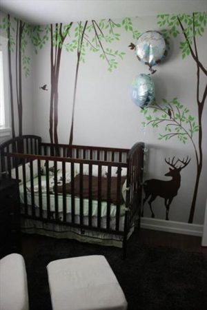Romantic Kids Room Design, Trees for Decorating Empty Walls