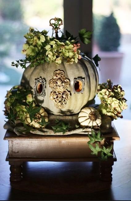 pumpkin with ivy plant