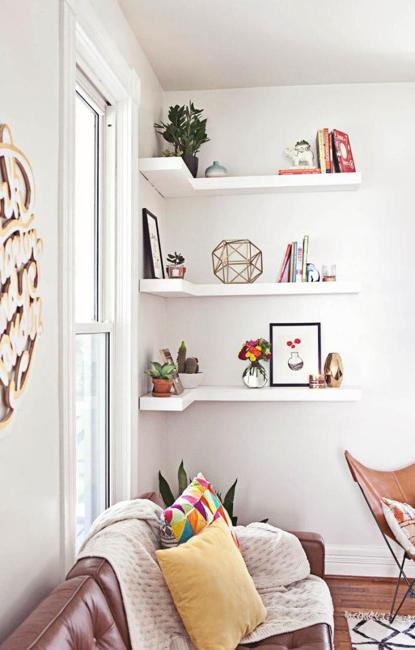 storage shelves for books and accents