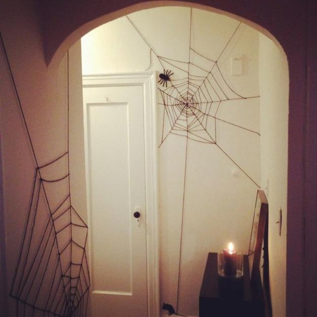 door with spider web