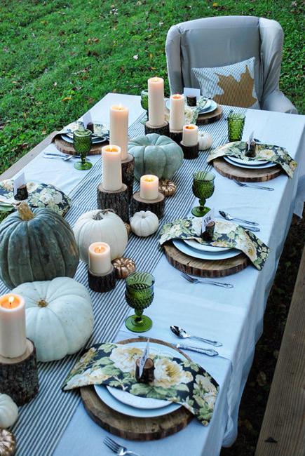 outdoor table setting in fall