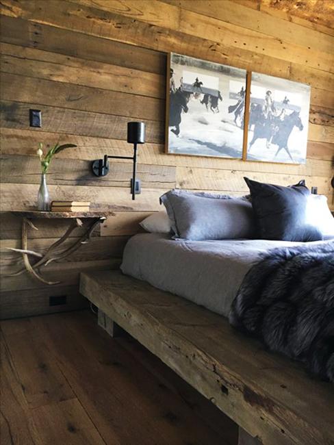 rustic wood bed
