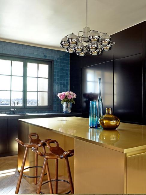 Golden Kitchen Island Designs, Distinct Kitchen Trends