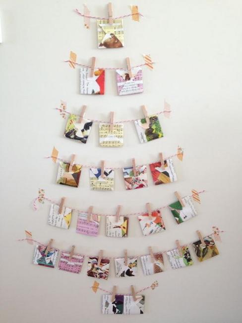 Creative Ideas Recycling Holiday Cards for Wall Christmas Trees