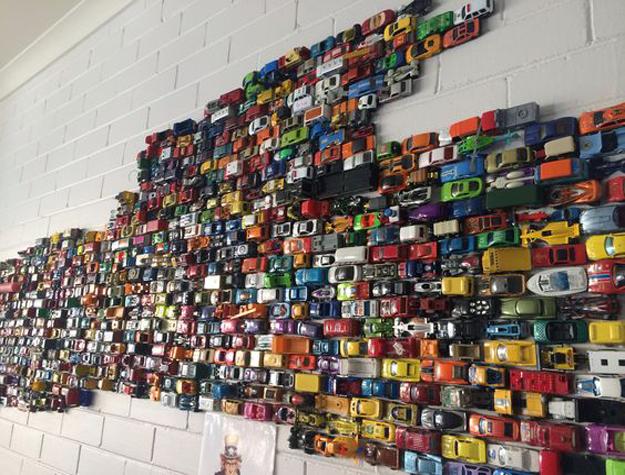 Wall Decorating with Toy Cars, Kids Storage and Organization Ideas