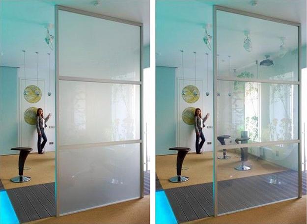 switching smart glass wall in interior design