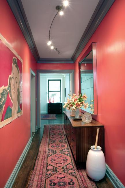 coral pink wall paint color modern interior design