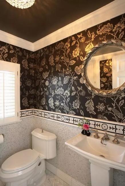 powder bathroom ceiling dark bath modern half studio designs luxury traditional kitchens minnesota stunning mansion molding rlh mirror brown interiors