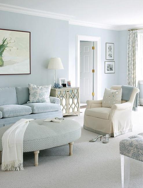 Elegant Grayish Blue and White Room Colors, Modern Interior Design Trends