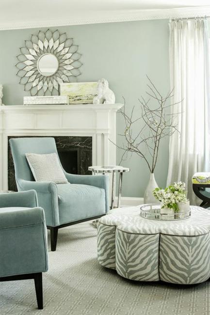 white and blue living room colors