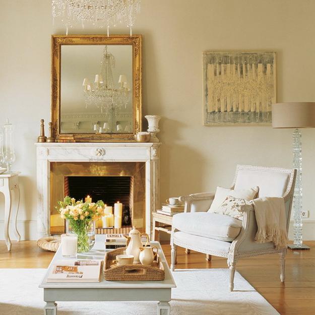 golden mirror frame fireplace decorating