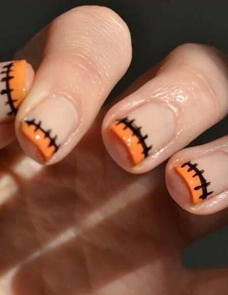 black and orange nails for halloween