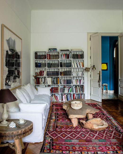 colorful floor rug wooden coffee table