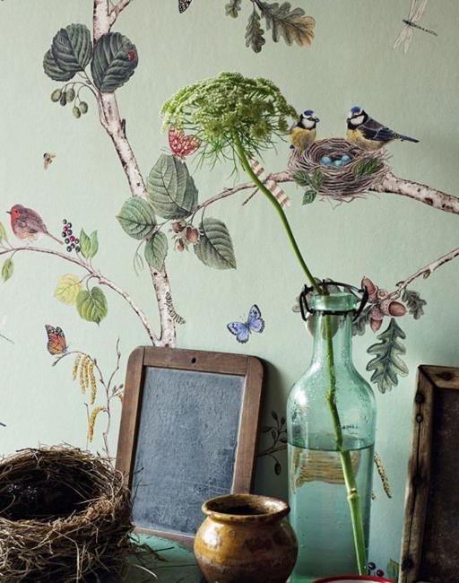 beautiful floral wallpaper with birds