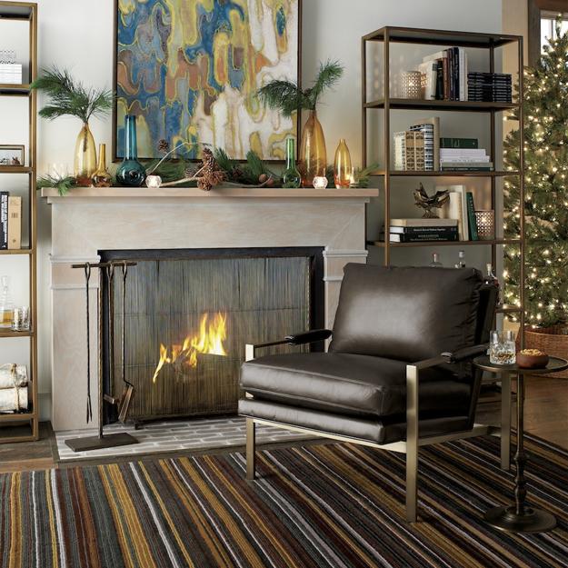 fireplace decorating with green branches