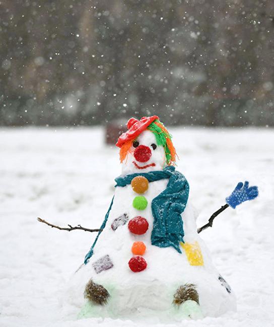 colorful clown snowman