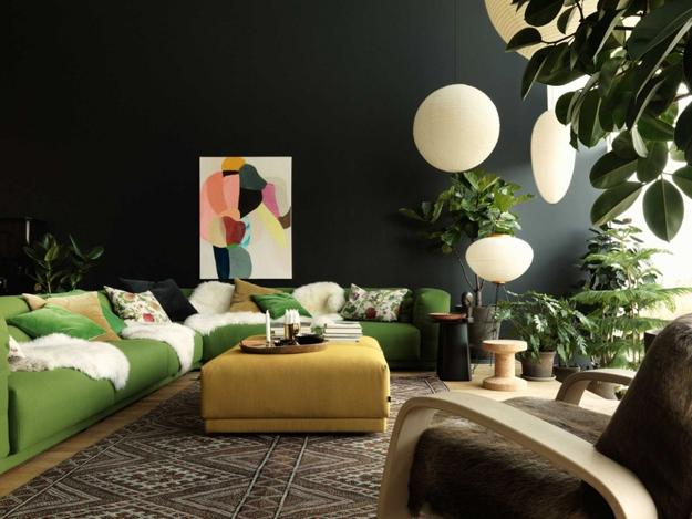 living room sofa fur skins