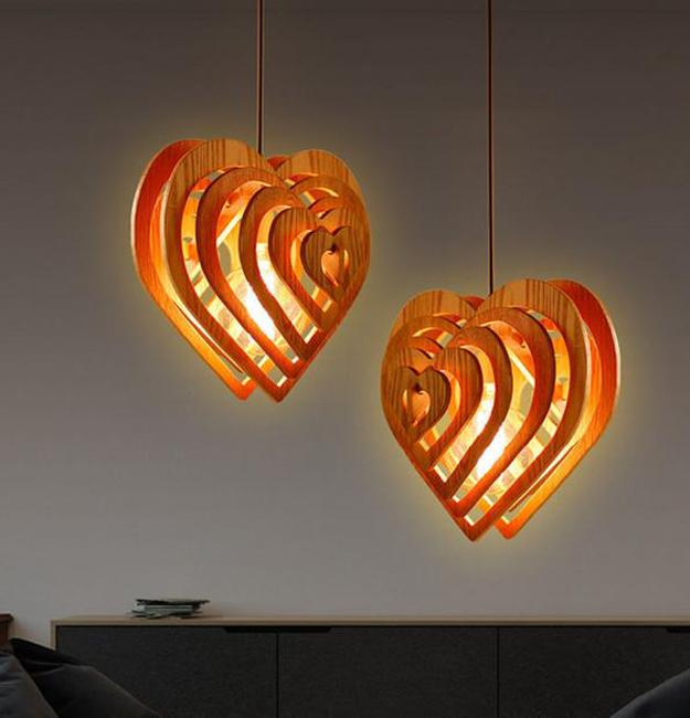 heart shaped wooden lighting fixtures