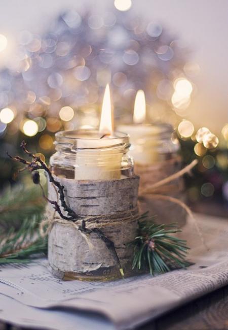 pine branches candles