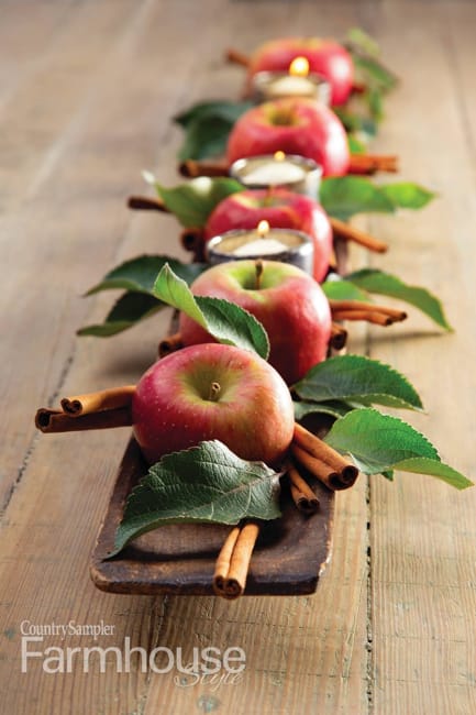 red apple candle centerpiece