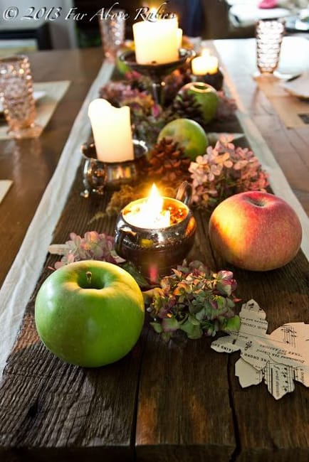 colorful apples candles table decorating