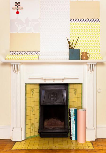 yellow colors fireplace decorating