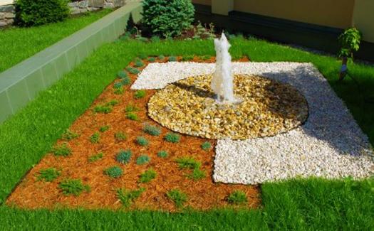 Decorative Wood Chip Materials, Colorful Contemporary Landscaping Ideas