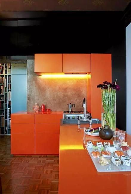 orabge kitchen cabinets lighting
