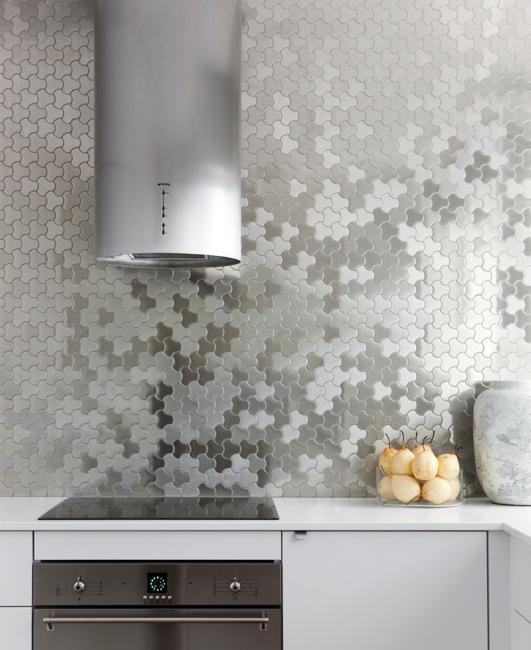 metal riles kitchen wall