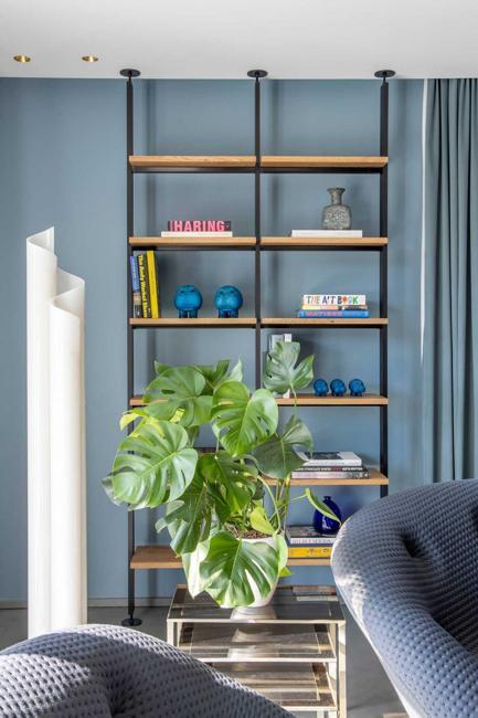 modern interiors blue walls