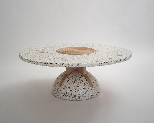 round table concrete wood