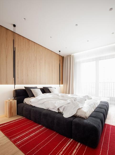 contemporary bedroom design red carpet