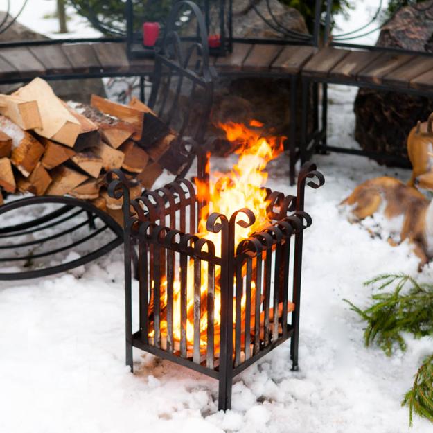 metal fire pit wood burning