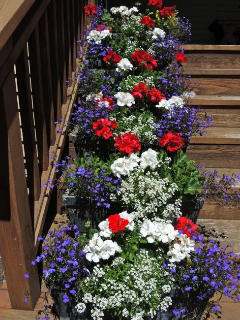 potted flowers staircase decorating