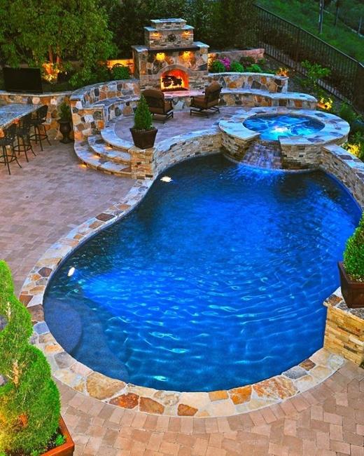 outdoor water features swimming pool