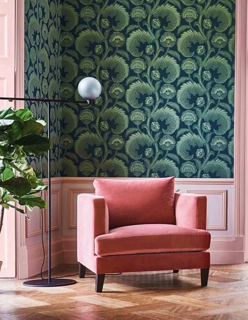 green pink room design